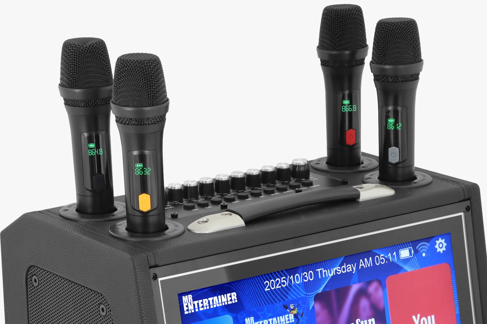 Machine à Karaoké Portable Mr Entertainer Maestro - 4 Micros Sans Fil - Écran Tactile