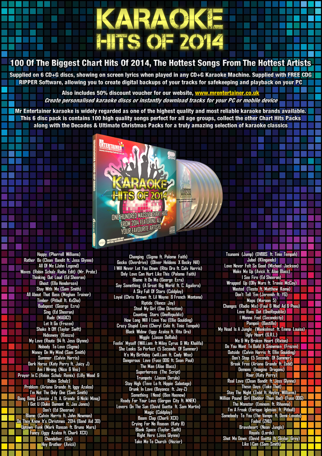 Mr Entertainer Karaoke Decades Volume 1 - 100 MP3+G Track Disc - Foto 3